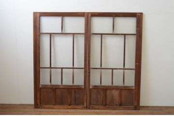 アンティーク建具　大正ロマン　和の空間を演出するガラス戸2枚セット(引き戸)(R-067223)