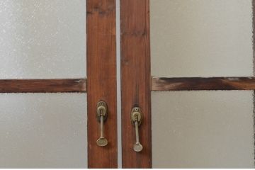 アンティーク建具　大正ロマン　和の空間を演出するガラス戸2枚セット(引き戸)(R-067223)