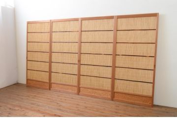 中古　昭和レトロ　涼しげな和の空間を演出する夏戸4枚セット(建具、引き戸、簾戸、簀戸、葭戸、夏障子)(R-067224)