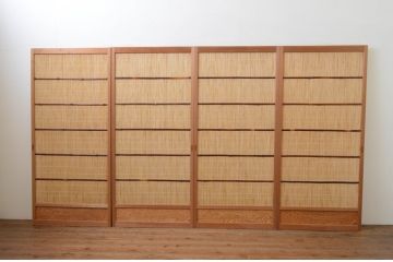 中古　昭和レトロ　涼しげな和の空間を演出する夏戸4枚セット(建具、引き戸、簾戸、簀戸、葭戸、夏障子)(R-067224)