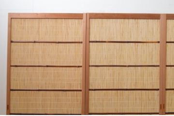 中古　昭和レトロ　涼しげな和の空間を演出する夏戸4枚セット(建具、引き戸、簾戸、簀戸、葭戸、夏障子)(R-067224)