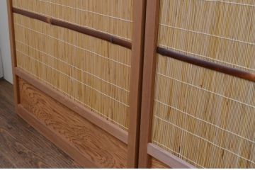 中古　昭和レトロ　涼しげな和の空間を演出する夏戸4枚セット(建具、引き戸、簾戸、簀戸、葭戸、夏障子)(R-067224)