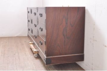 中古　筑後民芸家具　天板リメイク　和の趣あふれる空間づくりにおすすめのローチェスト(ローボード、サイドボード、テレビ台、テレビボード)(R-070427)