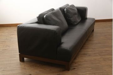 中古　CONDE HOUSE(カンディハウス)　トーザイラックス(tosai LUX)　男前スタイルのお部屋におすすめな3人掛けソファ(三人掛けソファ、アームソファ、トリプルソファ、レザーソファ、本革)(R-067236)