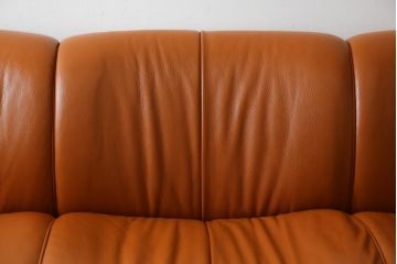中古　美品　モリシゲ(MORISHIGE/森繁)　G-アーク　本革(レザー)　お洒落なモダンデザインが魅力の3人掛けソファ(アームソファ、三人掛けソファ、トリプルソファ)(定価約55万円)(R-067237)