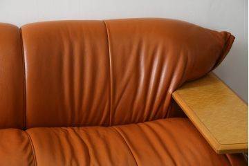 中古　美品　モリシゲ(MORISHIGE/森繁)　G-アーク　本革(レザー)　お洒落なモダンデザインが魅力の3人掛けソファ(アームソファ、三人掛けソファ、トリプルソファ)(定価約55万円)(R-067237)