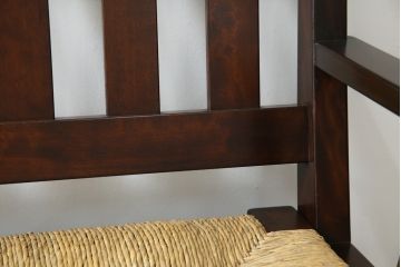 中古　稀少　特注品　松本民芸家具　縦桟背もたれのすっきりしたデザインが目を引くラッシベンチ(2人掛け、2.5人掛け、3人掛け、長イス、長椅子、アームチェア、ダイニングチェア)(R-067241)