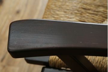 中古　稀少　特注品　松本民芸家具　縦桟背もたれのすっきりしたデザインが目を引くラッシベンチ(2人掛け、2.5人掛け、3人掛け、長イス、長椅子、アームチェア、ダイニングチェア)(R-067241)