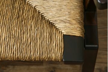 中古　稀少　特注品　松本民芸家具　縦桟背もたれのすっきりしたデザインが目を引くラッシベンチ(2人掛け、2.5人掛け、3人掛け、長イス、長椅子、アームチェア、ダイニングチェア)(R-067241)