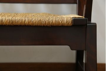 中古　稀少　特注品　松本民芸家具　縦桟背もたれのすっきりしたデザインが目を引くラッシベンチ(2人掛け、2.5人掛け、3人掛け、長イス、長椅子、アームチェア、ダイニングチェア)(R-067241)