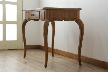 中古　DREXEL HERITAGE(ドレクセルヘリテイジ)　Et Cetera(エトセトラ)　優美な曲線デザインが目を惹くコンソールテーブル(ワークデスク、在宅用、在宅ワーク用、平机)(R-067246)