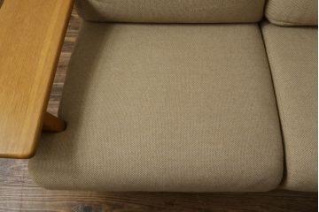 中古　美品　柏木工(KASHIWA、かしわ)　ナチュラルな色合いが優しい雰囲気を醸し出す三人掛けソファ(3P、3人掛けソファ、トリプルソファ、アームソファ)(R-067288)
