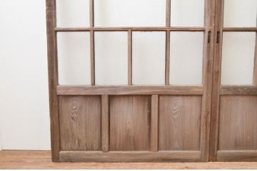 アンティーク建具　大正ロマン　和の空間を演出するガラス戸2枚セット(引き戸)(R-067292)