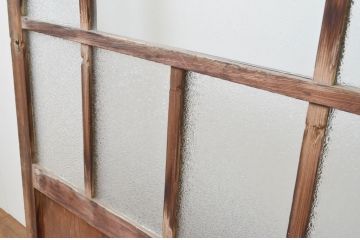 アンティーク建具　大正ロマン　和の空間を演出するガラス戸2枚セット(引き戸)(R-067292)