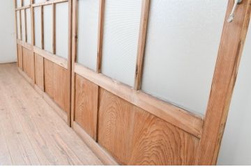アンティーク建具　大正ロマン　和の空間を演出するガラス戸3枚セット(引き戸)(R-067294)