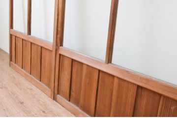 アンティーク建具　大正ロマン　懐かしい雰囲気を感じさせるガラス戸2枚セット(引き戸)(R-067297)