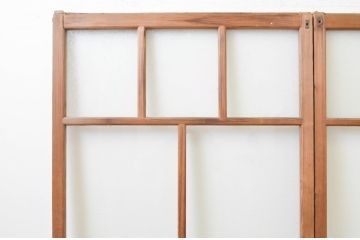 アンティーク建具　大正ロマン　懐かしい雰囲気を感じさせるガラス戸2枚セット(引き戸)(R-067298)