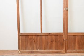 アンティーク建具　大正ロマン　懐かしい雰囲気を感じさせるガラス戸2枚セット(引き戸)(R-067298)