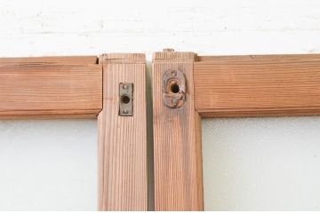 アンティーク建具　大正ロマン　懐かしい雰囲気を感じさせるガラス戸2枚セット(引き戸)(R-067298)