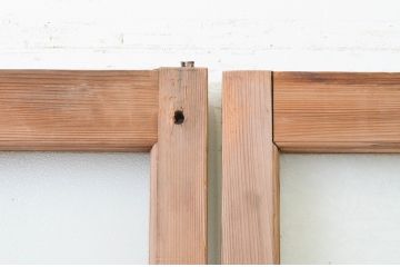 アンティーク建具　大正ロマン　懐かしい雰囲気を感じさせるガラス戸2枚セット(引き戸)(R-067298)