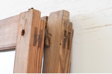 アンティーク建具　大正ロマン　懐かしい雰囲気を感じさせるガラス戸2枚セット(引き戸)(R-067298)