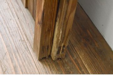 アンティーク建具　大正ロマン　懐かしい雰囲気を感じさせるガラス戸2枚セット(引き戸)(R-067298)
