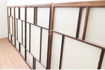 アンティーク建具　大正ロマン　ノスタルジックな雰囲気を醸し出すガラス窓4枚セット(引き戸、ガラス戸)(R-067300)