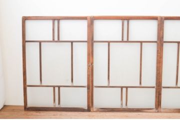 アンティーク建具　大正ロマン　ノスタルジックな雰囲気を醸し出すガラス窓4枚セット(引き戸、ガラス戸)(R-067301)