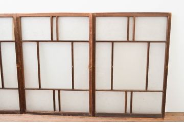 アンティーク建具　大正ロマン　ノスタルジックな雰囲気を醸し出すガラス窓4枚セット(引き戸、ガラス戸)(R-067302)
