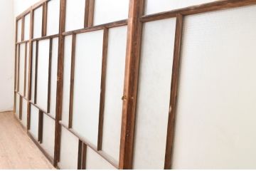 アンティーク建具　大正ロマン　ノスタルジックな雰囲気を醸し出すガラス窓4枚セット(引き戸、ガラス戸)(R-067302)