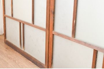アンティーク建具　大正ロマン　ノスタルジックな雰囲気を醸し出すガラス窓4枚セット(引き戸、ガラス戸)(R-067302)
