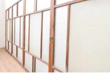 アンティーク建具　大正ロマン　ノスタルジックな雰囲気を醸し出すガラス窓4枚セット(引き戸、ガラス戸)(R-067302)