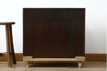 和製アンティーク　上手物　蟻組み(アリ組み、あり組み)　三方欅(ケヤキ)材　漆塗り　引き出し10杯付き!!くっきりした杢目が魅力の小引き出し　(R-067318)