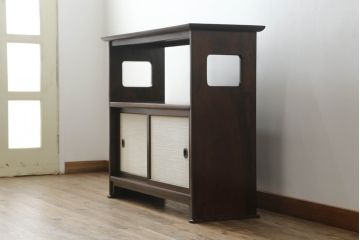 和製ビンテージ　松本民芸家具　#221型(II)　上質な和の空間を演出するクズ布茶棚(茶タンス、飾り棚、収納棚、戸棚、サイドボード、ヴィンテージ)(定価約37万円)(R-067321)