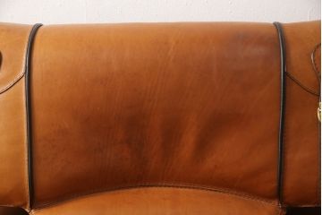 中古　美品!!　イタリア高級家具　BASTEX社　本革　ヴィンテージスタイルのお部屋にぴったりな1人掛けレザーソファ(アームチェア、一人掛けソファ、パーソナルチェア、ラウンジソファ)(R-067324)
