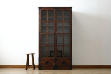 中古　美品　岩谷堂箪笥　和モダンスタイルのお部屋におすすめなブックケース(書棚、本箱、飾り棚、収納棚、戸棚、キャビネット)(R-067327)