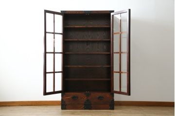 中古　美品　岩谷堂箪笥　和モダンスタイルのお部屋におすすめなブックケース(書棚、本箱、飾り棚、収納棚、戸棚、キャビネット)(R-067327)