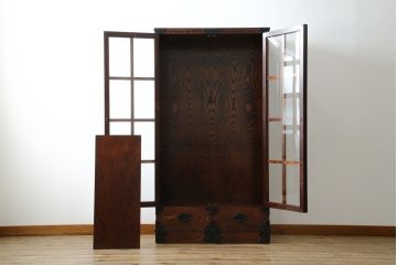 中古　美品　岩谷堂箪笥　和モダンスタイルのお部屋におすすめなブックケース(書棚、本箱、飾り棚、収納棚、戸棚、キャビネット)(R-067327)