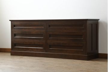 中古　美品　松本民芸家具　高山デザイン　落ち着きのある色味が素敵なローチェスト(ローボード、引き出し、テレビ台、テレビボード)(R-067328)