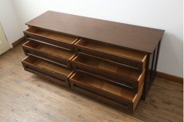 中古　美品　松本民芸家具　高山デザイン　落ち着きのある色味が素敵なローチェスト(ローボード、引き出し、テレビ台、テレビボード)(R-067328)