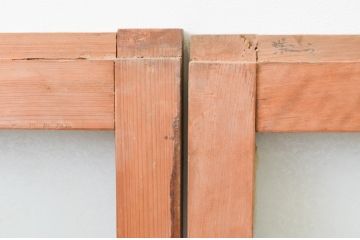 アンティーク建具　大正ロマンの雰囲気漂うガラス窓2枚セット(引き戸、ガラス戸)(R-067329)