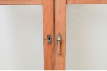 アンティーク建具　大正ロマンの雰囲気漂うガラス窓2枚セット(引き戸、ガラス戸)(R-067329)