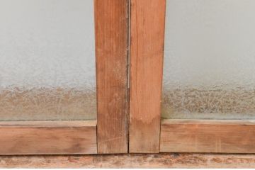 アンティーク建具　大正ロマンの雰囲気漂うガラス窓2枚セット(引き戸、ガラス戸)(R-067329)