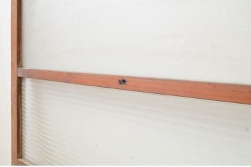アンティーク建具　レトロなモールガラス入りのガラス窓2枚セット(引き戸、ガラス戸)(R-067330)