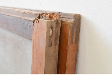 アンティーク建具　レトロなモールガラス入りのガラス窓2枚セット(引き戸、ガラス戸)(R-067330)