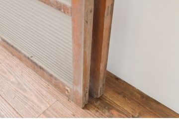 アンティーク建具　レトロなモールガラス入りのガラス窓2枚セット(引き戸、ガラス戸)(R-067330)
