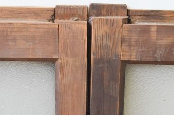 アンティーク建具　大正ロマンの雰囲気漂うガラス窓2枚セット(引き戸、ガラス戸)(R-067331)