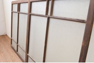 アンティーク建具　大正ロマンの雰囲気漂うガラス窓2枚セット(引き戸、ガラス戸)(R-067331)