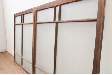 アンティーク建具　大正ロマンの雰囲気漂うガラス窓2枚セット(引き戸、ガラス戸)(R-067331)