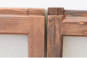 アンティーク建具　大正ロマンの雰囲気漂うガラス窓2枚セット(引き戸、ガラス戸)(R-067332)